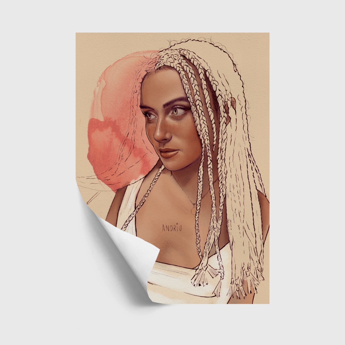 Belleza con trenzas - Ilustración digital